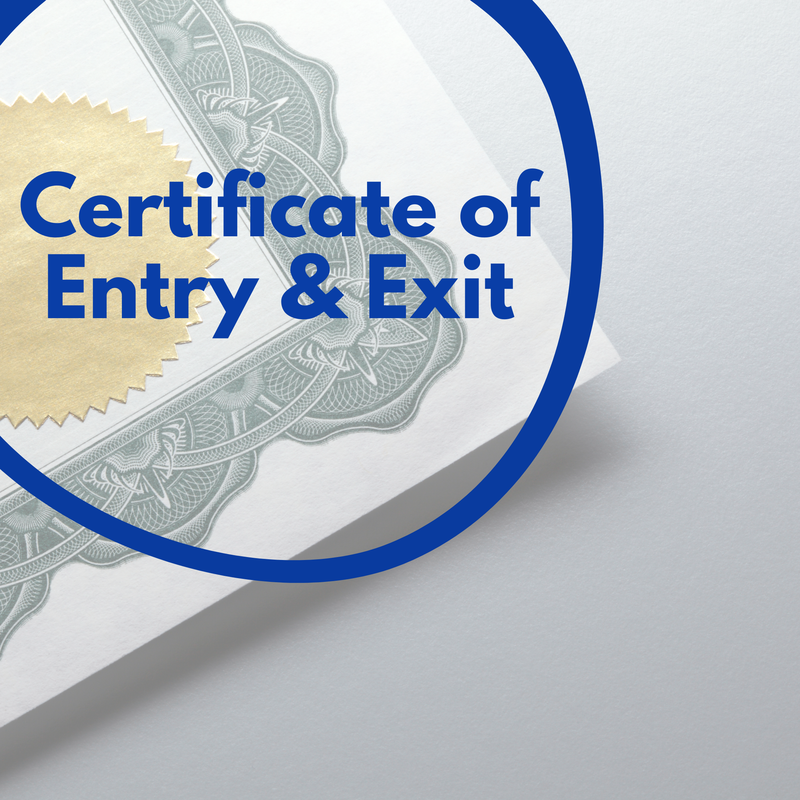 Certificate of Entry & Exit